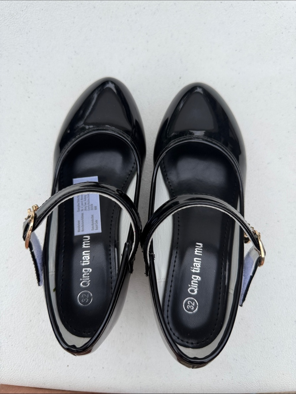 Girls' Black Patent Mary Jane Dress Shoes with Ankle Strap